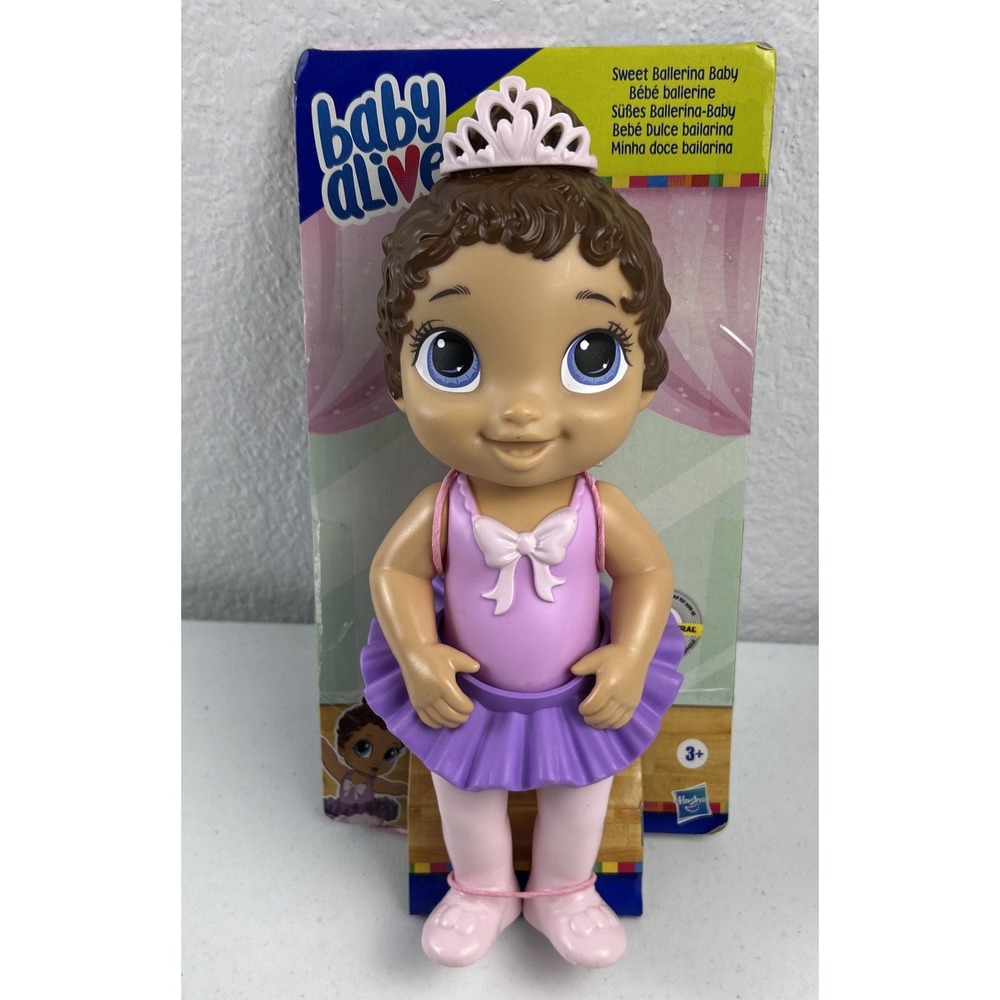 NEW Baby Alive Doll Sweet Ballerina Baby Plastic 11" Brown‎ Hair Tiara Dress